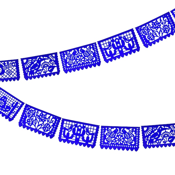 Papel picado Royal Blue banner decoration, Paper picado Fiesta themed Party, Mexico decor, Paper Garland, Mexico Party, Fiesta Banner, SB15