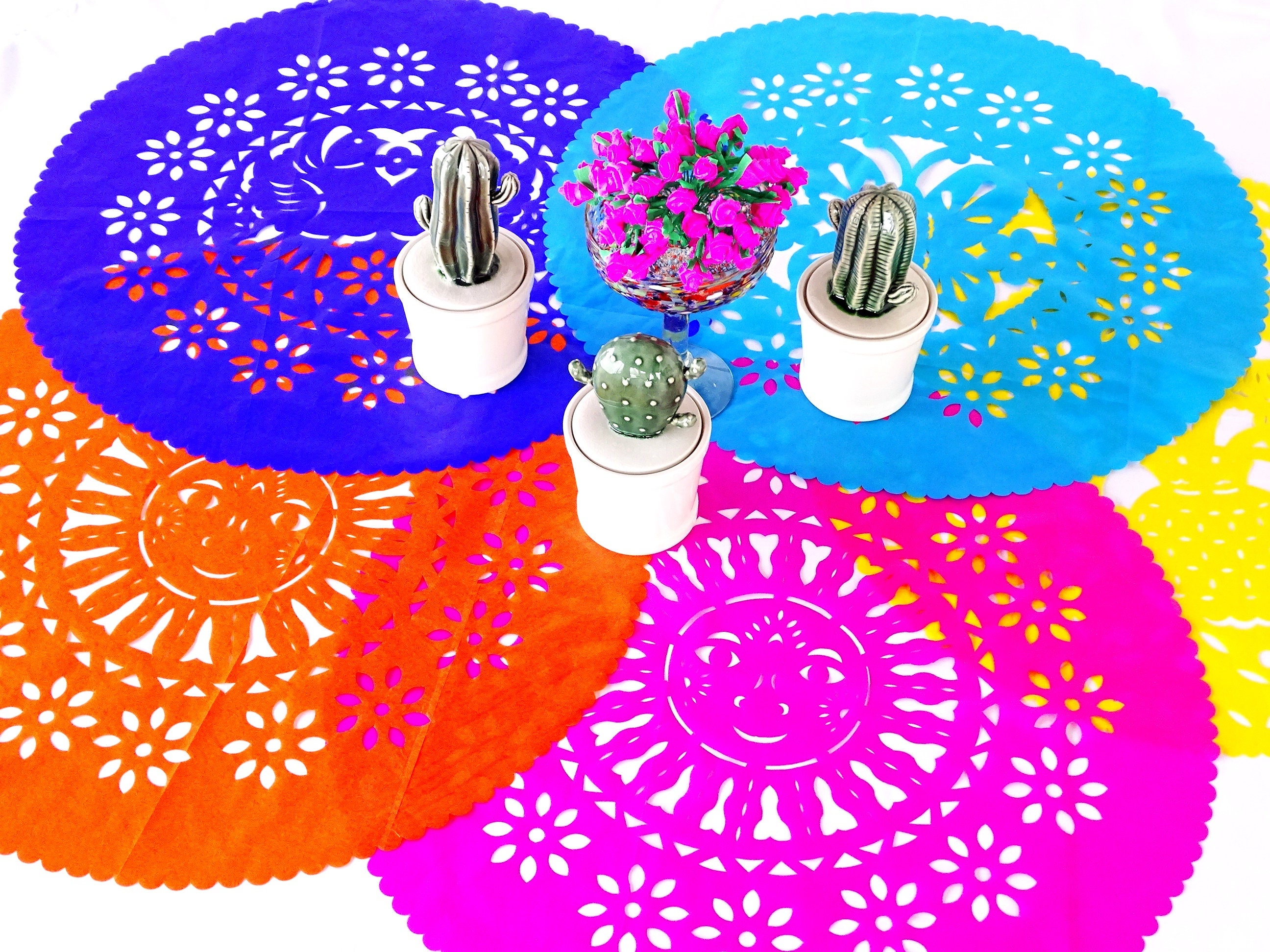 Tissue placemats Mexican Papel Picado Set of 4