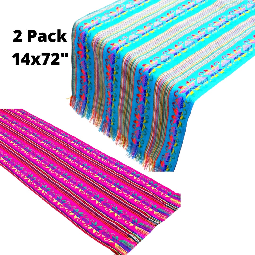2 Table Runners 14x72 Inches in Pink and Blue, Wedding Table Runners
