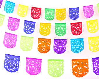 Mexican Papel Picado Banner, Tissue Paper Garland, Fiesta Party Supplies,  Day of the Dead, Colorful Traditional Medium Banner, Paper Picado 