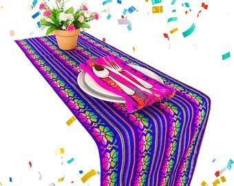 Mexican Purple Table runner, 14x72 Inches, Fiesta Decoration, Wedding Decor, Table Linens, Mexico Fiesta, Embroidered Runner, Cinco de Mayo.