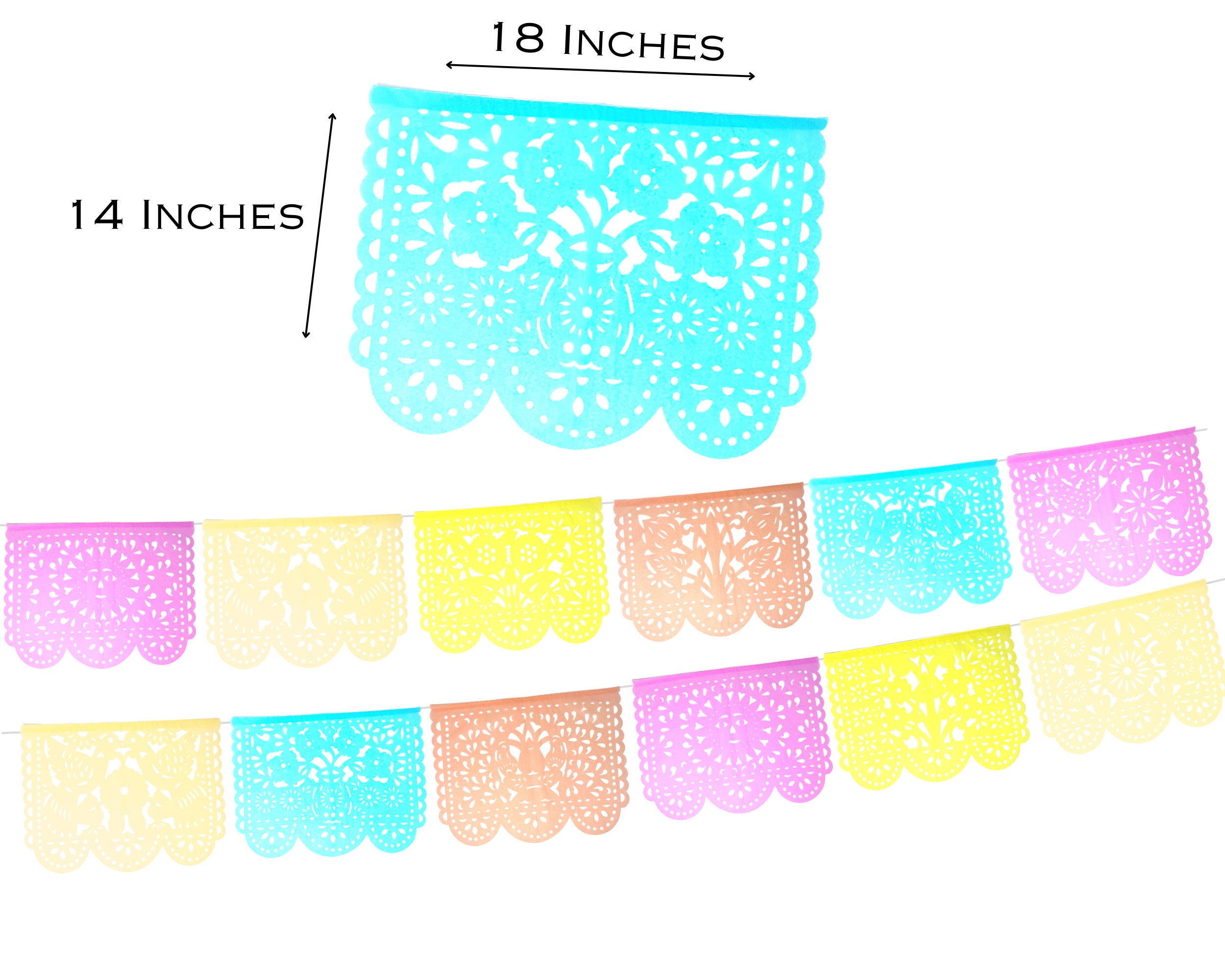 Décoration Fête Mexicaine - 36 Pièces Bannière Papel Picado Plastique Multicolore