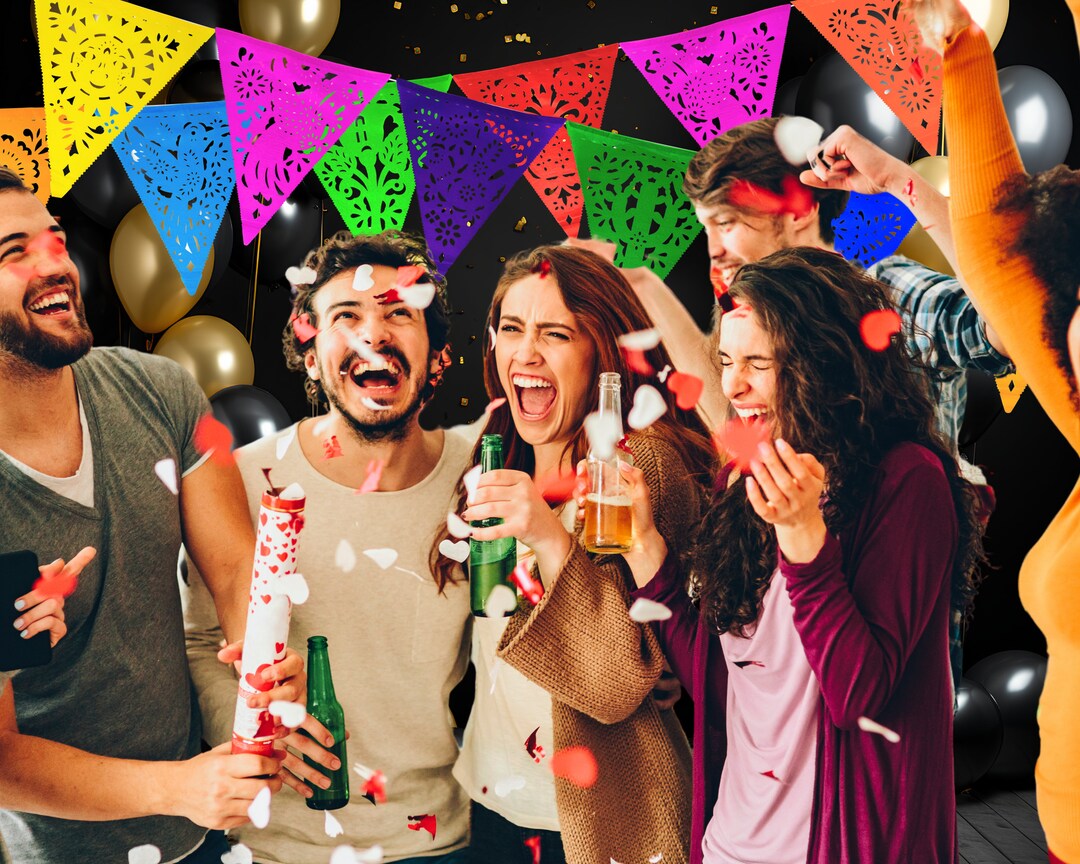 25ft Long Triangle Plastic Mexican Banner | Multicolored Party Hanging Decoration For Fiesta, Cinco De Mayo
