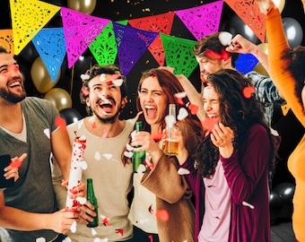 Papel Picado Banner: 5-Pack, 53 ft, Mexican Fiesta Decor