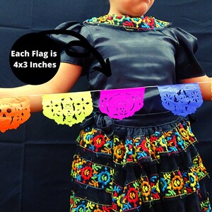 MINI Papel Picado Banners, 5 Pack Mexican Fiesta Tissue Paper Garlands Small, Cinco de Mayo Decor, Picado Wedding Decoration, Kids Birthday image 4