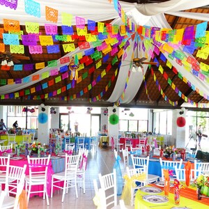 Mexican Fiesta Party Decorations, 5 Pk Papel Picado Banners, Fiesta banner Cinco de mayo decor, Papel Picado Mexicano para fiesta WS100 image 7