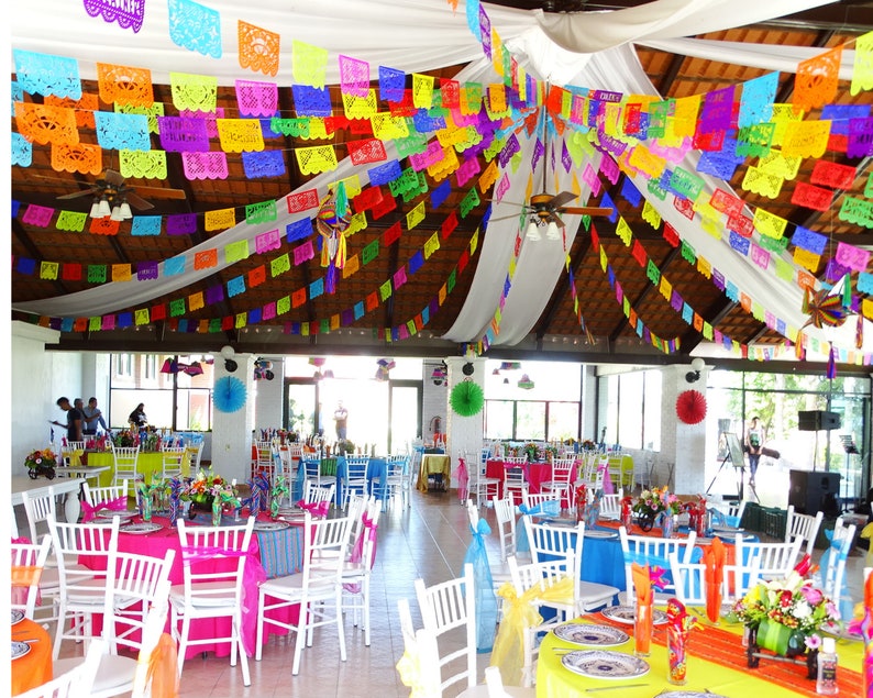 Mexican Fiesta Party Decorations, 5 Pk Papel Picado Banners, Fiesta banner Cinco de mayo decor, Papel Picado Mexicano para fiesta WS100 image 7