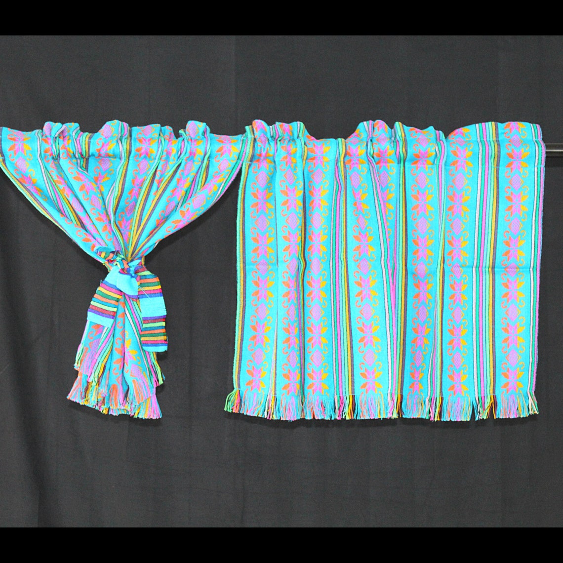 Bohemian Curtains Set of Two Colorful Curtains Turquoise Etsy