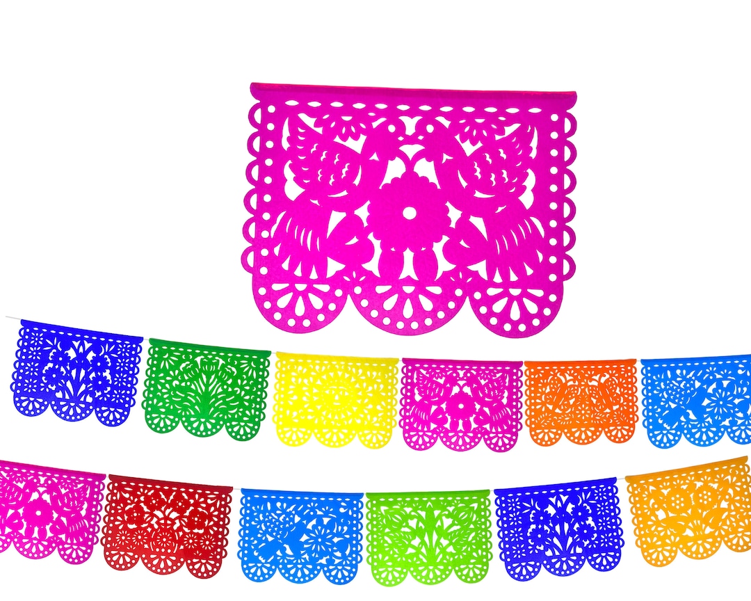 5 tiras de Papel picado inspirado en la cultura mexicana en varios