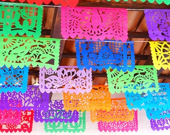 Plastic Papel Picado Banners: Mexican Fiesta Decorations, 5pk