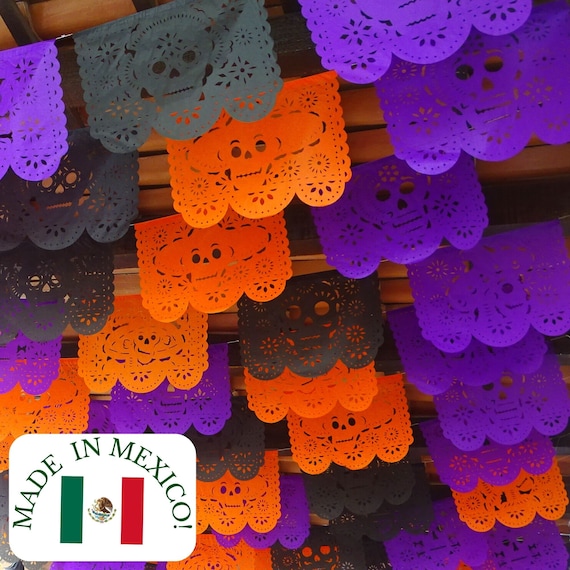 6 Pack White Papel Picado Banner, 90Ft Plastic Mexican Party Wedding Decoration, Papel Picado Dia De Los Muertos, Cinco De Mayo, Day Of The Dead Decorations, Fiesta Party Decorations Banners Supplies