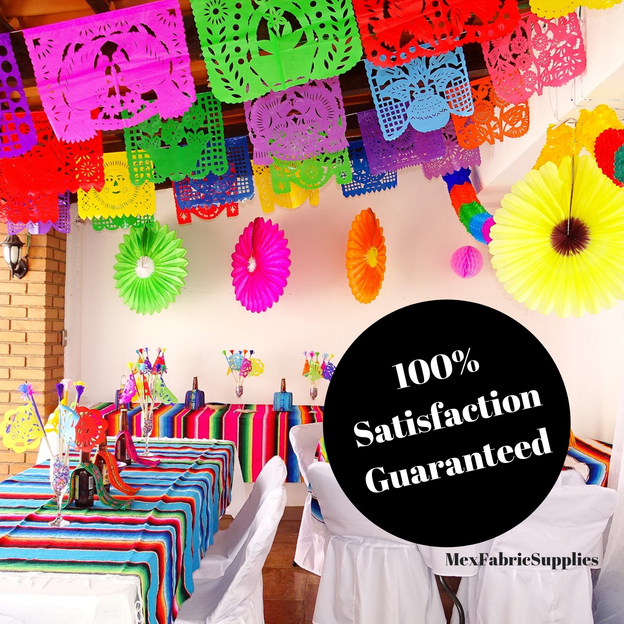 Cinco De Mayo Deko-Set – Mit Papierfächern, Banner & Wirbeln | Mexikanische Party-Dekoration | Bunt & Festlich