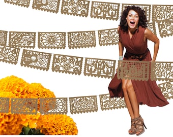 Brown Plastic Picado Banners: Mexican Fiesta Decorations, 3 Pack