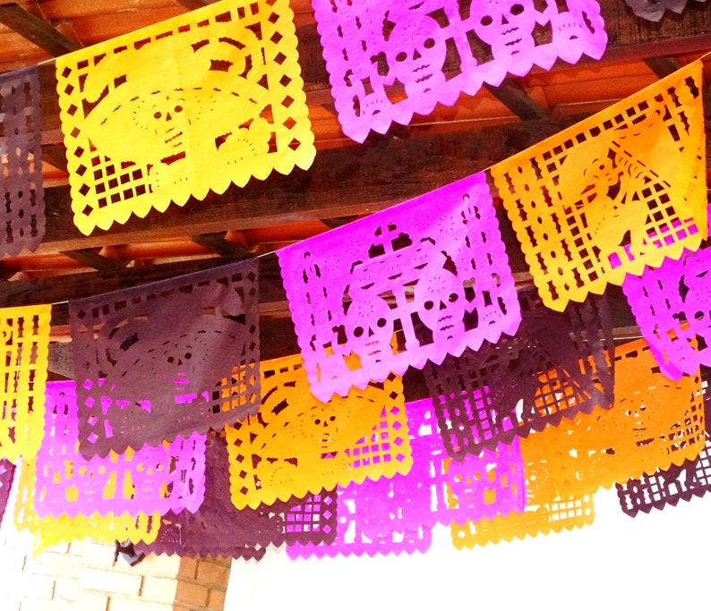 Fiesta Decoration B832 coco party suplies Mexico decor Over 75 Ft Papel picado taco party Cinco de mayo decorations 5 PK