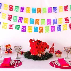 Papel picado Navideño, Mini Banners 5 Pack, Mexico Fiesta Banners Decor, Papel Picado, Mexican Christmas banner, Birthday kid garlands WS32