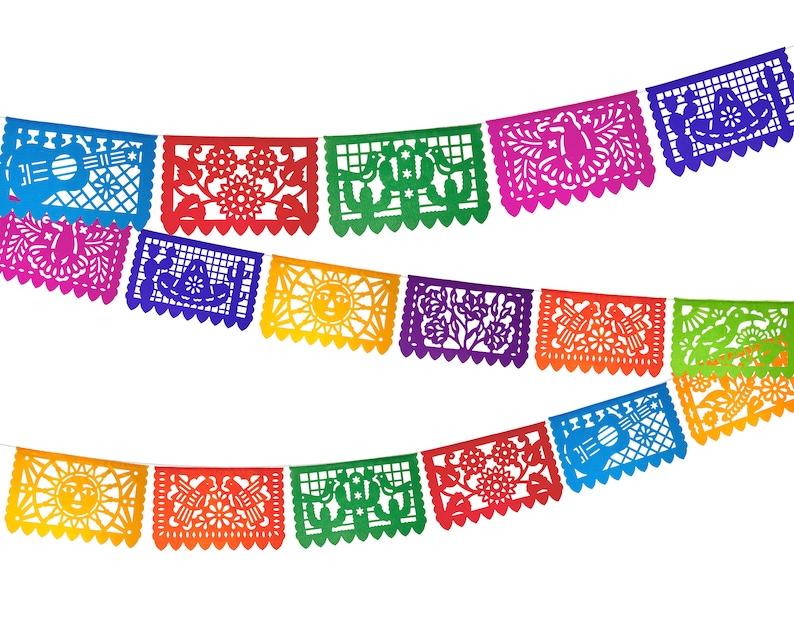 Mexican Fiesta Party Decorations, 5 Pk Papel Picado Banners, Fiesta banner Cinco de mayo decor, Papel Picado Mexicano para fiesta WS100 image 10