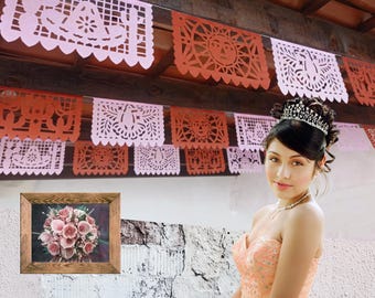 Brown & Pink Papel Picado Banner: Mexican Fiesta Decor, 5 Pack