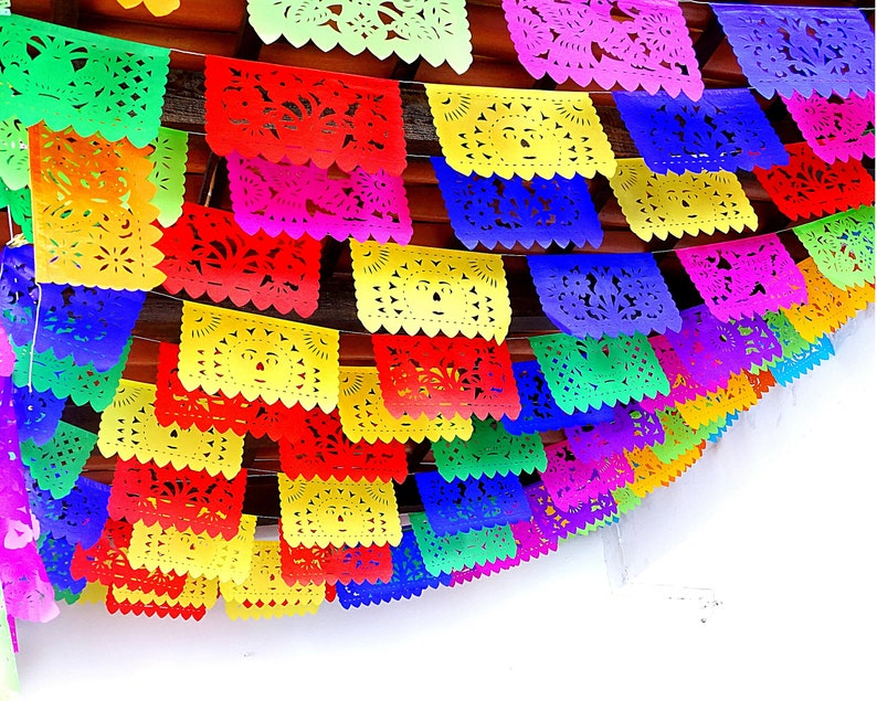 Mexican Fiesta Party Decorations, 5 Pk Papel Picado Banners, Fiesta banner Cinco de mayo decor, Papel Picado Mexicano para fiesta WS100 image 5