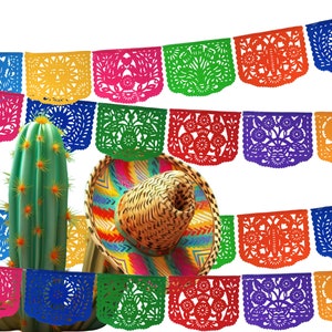 Plastic Picado banners, Mexican Fiesta garland, Cinco de Mayo Party decoration, Mexico hanging decor, Themed Party Mexican Weddings WS274