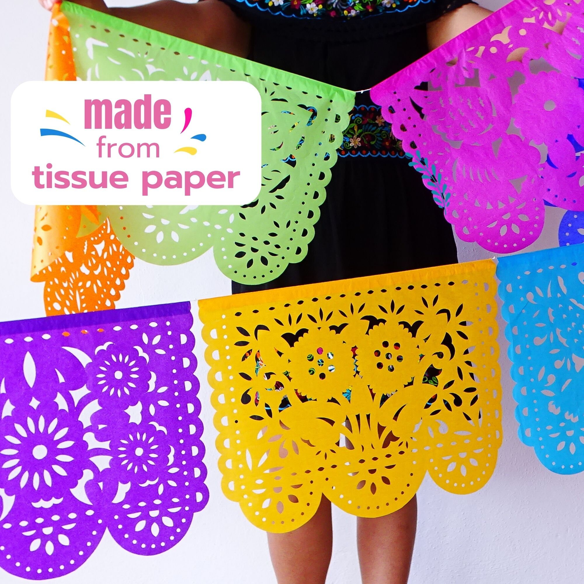 Mexican Cinco De Mayo Papel Picado Banner, 5 PK, Fiesta Mexicana