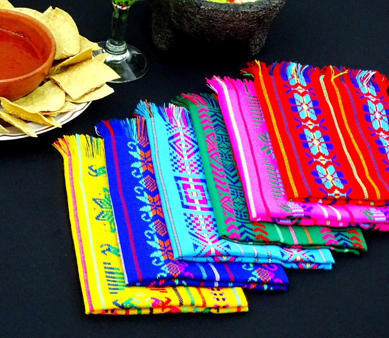 Fiesta decoration Mexican Napkins NAP001 Fiesta Decor Bulk Set of Assorted Colors woven napkins bohemian napkins Cinco de mayo