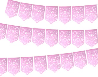 Light Pink Papel Picado 2 Pack, Party decoration, fiesta bunting, party banners, Mexican first birthday garlands, Cinco de mayo Fiesta.