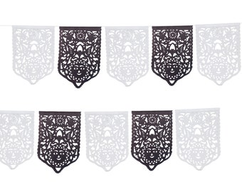 Black and White Papel Picado 2 Pack, Party decoration, fiesta bunting, party banners, Mexican first birthday garlands, Cinco de mayo Fiesta.