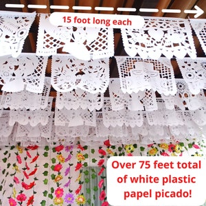 Wedding backdrop banner, 5 PK, Cinco de Mayo hanging decor, Papel picado Plastic Wedding Banner, Engagement banner, Fiesta decoration B41 image 4