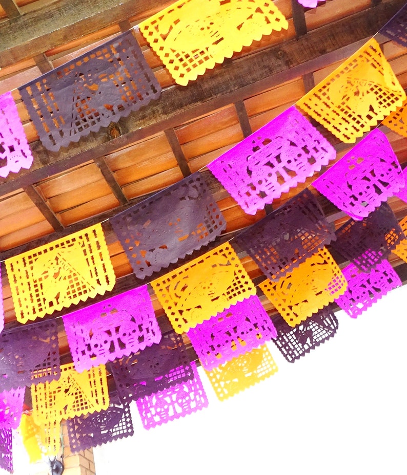 Fiesta Decoration B832 coco party suplies Mexico decor Over 75 Ft Papel picado taco party Cinco de mayo decorations 5 PK