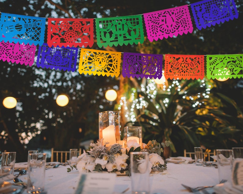 Mexican Fiesta Party Decorations, 5 Pk Papel Picado Banners, Fiesta banner Cinco de mayo decor, Papel Picado Mexicano para fiesta WS100 image 3