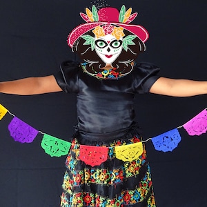 MINI Papel Picado Banners, 5 Pack Mexican Fiesta Tissue Paper Garlands Small, Cinco de Mayo Decor, Picado Wedding Decoration, Kids Birthday