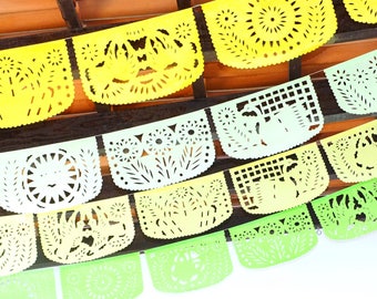 Papel picado Fiesta banner, 4 Pack Banners, Paper Mexican decor, Mexican Wedding Hanging Decoration, Cinco de Mayo Charro Fiesta decoration.