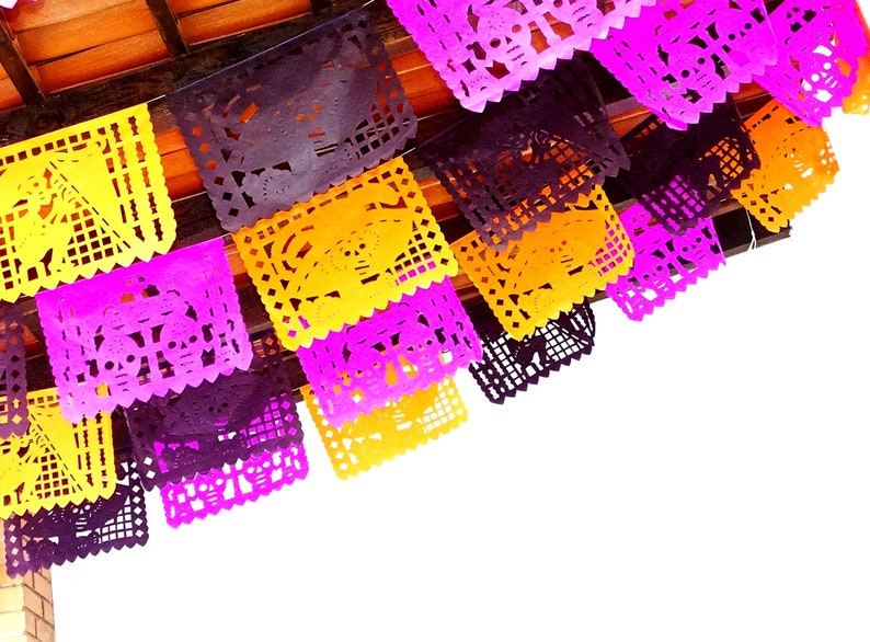 Fiesta Decoration B832 coco party suplies Mexico decor Over 75 Ft Papel picado taco party Cinco de mayo decorations 5 PK