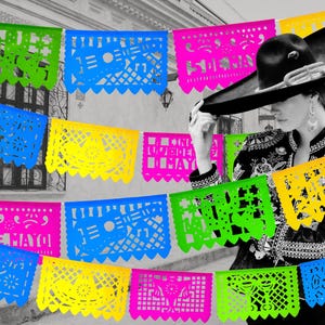 Exican Party Banners (5 Pack – 10 Plastic Flag Designs Per Banner