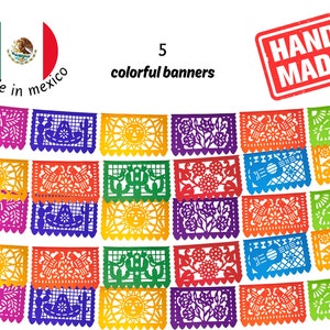 Mexican Fiesta Party Decorations, 5 Pk Papel Picado Banners, Fiesta banner Cinco de mayo decor, Papel Picado Mexicano para fiesta WS100 image 4