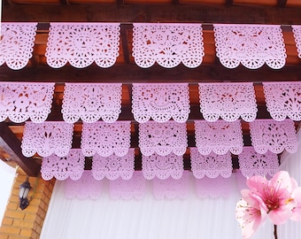 Light Pink Mexican Papel Picado Banner, Fiesta Wedding Decorations (5 PK) 80 Feet Long