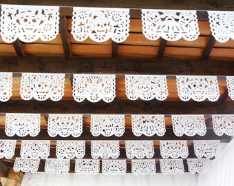 Day of the Dead White Papel Picado Banners, (5pk)