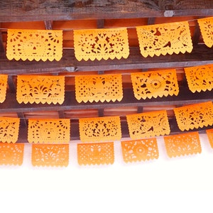 Papel picado, orange banner, Fiesta decoration themed party, Paper picado, Mexico decor, Paper Garland, Mexico Party, Fiesta Banner, SB6