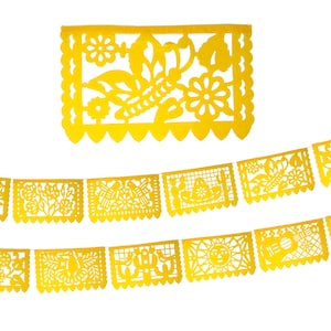 Papel picado, Bright Yellow banner, Mexican Fiesta decoration, Paper picado, Mexico decor, Paper Garland, Mexico Party, Fiesta Banner, SB3