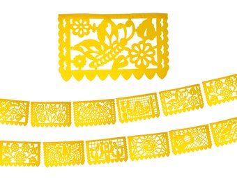 Papel picado, Bright Yellow banner, Mexican Fiesta decoration, Paper picado, Mexico decor, Paper Garland, Mexico Party, Fiesta Banner, SB3