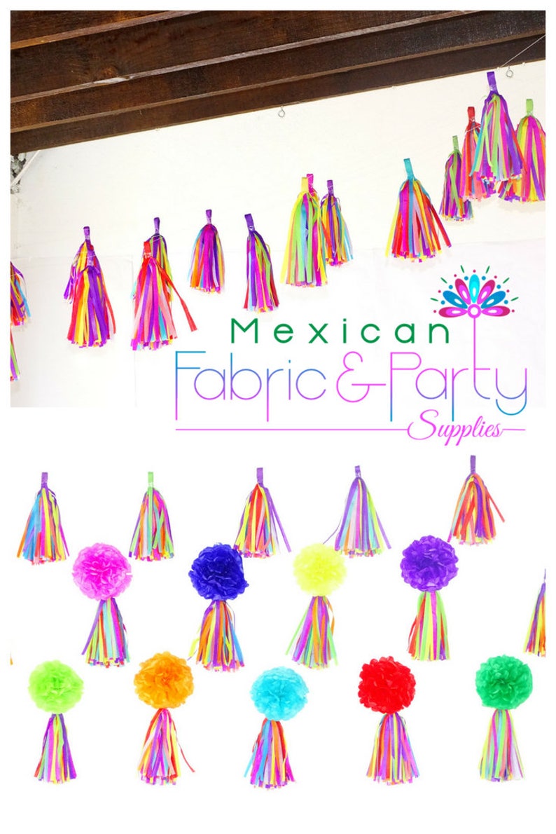 tissue paper tassels Balloon tassels Cinco de Mayo Mexico decor Fiesta decoration, balloon tail TAS05. Coco party balloon garland
