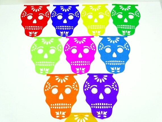 5 Pack Day Of The Dead Paper Banners Papel Picado Sugar Etsy