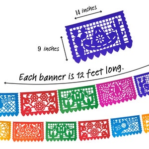 Mexican Fiesta Party Decorations, 5 Pk Papel Picado Banners, Fiesta banner Cinco de mayo decor, Papel Picado Mexicano para fiesta WS100 image 2