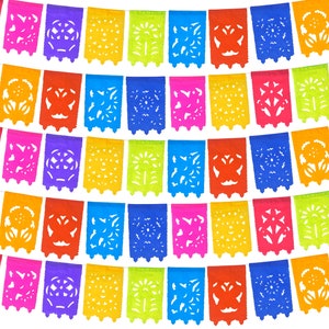 Mini Papel picado, Mini Banners Paper decorations 5 Pack, Mexico Fiesta Banners, Cinco de Mayo Decor, Birthday kid, Fiesta Banner Small