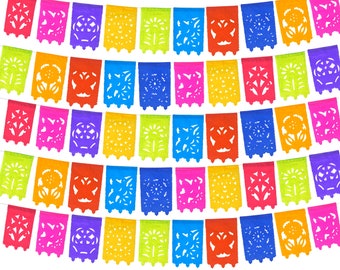 Mini Papel picado, Mini Banners Paper decorations 5 Pack, Mexico Fiesta Banners, Cinco de Mayo Decor, Birthday kid, Fiesta Banner Small