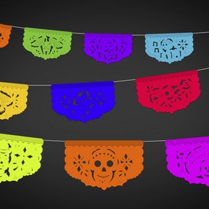 MINI Papel Picado Banners, 5 Pack Mexican Fiesta Tissue Paper Garlands Small, Cinco de Mayo Decor, Picado Wedding Decoration, Kids Birthday image 8