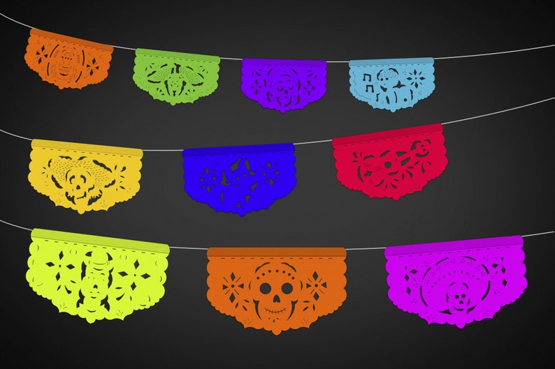 MINI Papel Picado Banners, 5 Pack Mexican Fiesta Tissue Paper Garlands Small, Cinco de Mayo Decor, Picado Wedding Decoration, Kids Birthday image 8