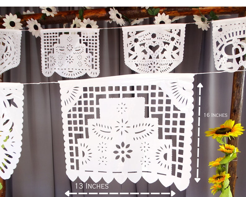 Wedding backdrop banner, 5 PK, Cinco de Mayo hanging decor, Papel picado Plastic Wedding Banner, Engagement banner, Fiesta decoration B41 image 3