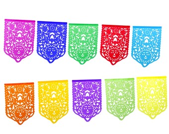 Multicolor  Papel Picado 2 Pck Banners, Party decoration, fiesta bunting, party banners, Mexican first birthday, Cinco de mayo Fiesta.