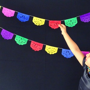 MINI Papel Picado Banners, 5 Pack Mexican Fiesta Tissue Paper Garlands Small, Cinco de Mayo Decor, Picado Wedding Decoration, Kids Birthday image 6